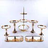 Otros utensilios para hornear Oro 7-8pcs Electroplate Metal Crystal Cake Stand Set Display Boda Fiesta de cumpleaños Postre Cupcake Plate RackOtro