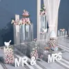 3pcs Romantic Fashion Wedding Decoration Cylinder Stand Acrylic Pedestal Plinth Flowers Balloons Pillar Rack For Birthday Kids Shower Grand Event Backdrops Prop