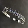 Brangle Blue Heart Cubic Циркония металлические короны браслеты для женщин 2022 Роскошная свадебная вечеринка ювелирные ювелирные украшения Giftbanglebangle