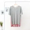 Women's Sleepwear Women's Female Modal Patchwork Color Sleep Tops Sexy Round Neck Nightwear Casual Asymmetrical Home Clothing Cozy