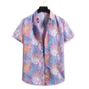القمصان غير الرسمية للرجال طباعة قميص هاواي للرجال 2022 الصيف القصيرة الأكمام الشاطئية على غرار العطلة الاستوائية ألوها الذكور الكاميسامين