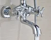 Badezimmer-Duschsets, poliertes Chrom-Wasserhahn-Set, Doppelgriff, 8-Zoll-Regensystem mit Wannenauslauf, Handbrause, KCY353Bathroom