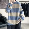 Men's Sweaters Stripe Men Long Sleeve Spring Autumn Pullover Wool Knitwear Jumpers Men's Sweater Oversized Harajuku Loose O Neck TopsMen