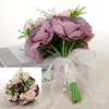 Artificial Bridal Bouquet Bride Wedding Flowers Ribbon & Hemp rope Handle Buque De Noiva 3 Colors W7979