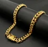 14k Chains Hip hop 10mm encrypted Bracelet Cuba Gold Plated chain buckle with lab diamond Necklace 36 inches