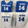 Nikivip Kentucky Wildcats blu bianco 14 Tyler Herro Men College Basketball Maglie Camicia University Jersey cucita blu vintage