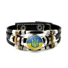 Bracelets perles multi-couches rétro Punk Bracelet en cuir de drapeau national ukrainien bracelet personnalisé