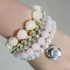 Charm Armband 7Colors Beauty Multilayer Armband Flowers Pearls Snap Bangles Fit 18mm Button Jewelry Wholesale AB0035 Kent22