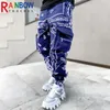 Rainbowtouches Pantaloni cargo Pantaloni sportivi Pantaloni da uomo Tasca con zip Pantaloni da uomo Bandana Modello Tessuto Pantaloni da corsa da uomo 220608