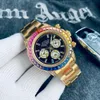 Rainbow Diamond High End Luxury 3A Men's Mechanical Watch Six Hands Calendar Waterproof 904L Quartz Watch