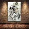 Watercolor Happy Lion Family Canvas Painting Animal Portrait Posters And Prints Wall Art Pictures For Living Room Decoration