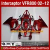 Carroçaria para Honda Candy Red VFR800 VFR 800 RR CC 800RR Interceptor 02-12 Corpo 129No.14 800cc VFR800RR 02 03 04 05 06 07 VFR-800 2002 2009 2010 2011