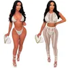 Sexy Designer Maillot de bain Womens Survêtements Hot Diamond Bikini Mesh Set Maillots de bain 4 pièces