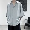 Privathinker Meia Manga Homens Camisas Sólidas Verão Casual Blusas Oversize Branco Moda Masculina Cardigan Vintage Roupas Coreanas 220726