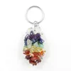 Tumbled Cura Cristal Chaveiro Chaveiro Conjunto Multicolorido Dangle Arame Arte Handmade Envolvido Chip Stone Gemstone Gemstone Keychain Presentes Boho Bag Acessórios