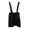 black skirt handmade pneumatic drill versatile strap high waist design short autumn NEW