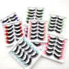 5 Pairs New faux Eyelashes colored lashes pink blue lashes Color Messy False Fluffy Colorful with buttery