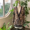 Kadın Ceketler Geometrik Palto 2022 Seksi Kadınlar Uzun Kollu V Yaka Vintage Siyah Sonbahar Dış Giyim Ince Retro Chic Kadın Mont