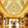 Пользовательские 3D потолочные обои роспись 3D тиснение золотой лотос узор гостиной комнаты спальные потолки фото высококачественный материал защиты окружающей среды