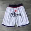 Team Basketball Shorts Just Don Retro Dream Bullets Wear Sport Pant With Pocket Zipper Sweatpants Hip Pop Red Blue Black White Yellow