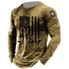 Vintage Print Tshirt 3D Templar Shirt Us Hip Hop z długim rękawem luźna załoga szyja jesień top plus size męskie ubrania 2207726