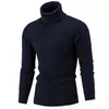 Sonbahar Kış Kazak Erkekler Düz Renk Uzun Kollu Kaplumbağa Boyun Sweaters İnce Twist Örme Jumpers Top Erkek Kazak L220801