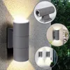 Applique murale LED haut et bas lumière gommage noir gris extérieur porte de jardin étanche lumières de patio Double tête LightWall