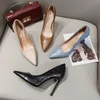 Весенне-осенние женские туфли с острым носком, черные, синие, бежевые туфли, 6 см, 8 см, 10 см, тонкие высокие каблуки, сексуальные офисные туфли-лодочки на шпильках, X0003 220428