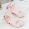 Princess Kids Leather Shoes Glitter Knot Dress Banket Party Children High Heel Shoe For Kids Girls Sandals 220607