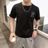 Męskie tshirty męskie tshirts dhinstone litera druk starszy projektant Casual Slim Botton Popularny krótki rękaw Summer Nowe przystojne dla dorosłych ubrania mężczyzn blackkl4l