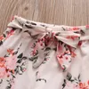 3pcs Autumn Baby Girl Roupos Set Tops Rosa Palnta Floral Ponta de cabeça Cute Cute