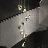 Chandeliers crystal pendant light for kitchen villa led stair indoor lightin creative design ice cube gold ceiling fixture lustre