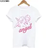 Süßes Angel Baby Koreanisches T-Shirt T-Shirts Kleidung Damen Übergroß Fiorucci Briefdruck Spaß Haruku O-Ausschnitt Lose Tops