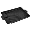 Hot 32 X 26cm Stone Barbecue Frying Grill Pan Rectangle Non-Stick Grill Cookware Korean BBQ Tray Barbecue Plate - Black T200506