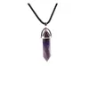 Crystal Pendant Natural Stone Couple Pendant Hexagonal Column Necklace Leather Necklace Men's and Women's Fashion jewelry GC997