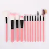 Portable 12in1 Fiber Soft Brestle Makeup Borstes Set Foundation Loose Powder Blush Smudge Eyeshadow Eyebrow Lip Brush Eyebrow Comb Roll Roller Makeups Tool ZL0895