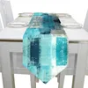 Modern Art Table Runner Farmhouse Style Double Layer Teal Table Runners for Kitchen Dinner Tablecloth Placemat Decor 220728