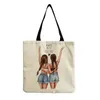 Avondtassen print shopper tas hoge capaciteit School leraar cadeau Travel mode aanpasbare tote zusters strand milieuvriendelijke cartoonevening