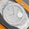 다이아몬드가 가득한 수제 Mens 자동 기계식 시계 40mm 다이아몬드 스터드 스틸 904L Sapphire Ladies Business WR221J