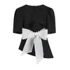 Robes de soirée Hepburn Style petite robe noire femmes 2022 été creux-dos conception arc col carré manches bouffantes tempérament LadyParty