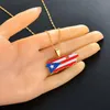 Pendanthalsband Anniyo Heart Puerto Rico Map and Color Flagg Gold Color/Silver PR Ricans Jewelry Gifts #165521 Förlovanden