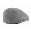 Casual Hat For Men Solid Breattable Cotton Linen Berets Blue Gray Spring Thin Flat Edge Peak Cap Women Simple Newspaper Seller Hats J220722