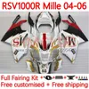 Moto kuipen voor aprilia RSV1000R MILLE RV60 RSV-1000 RSV1000 R RR 04 05 06 Bodywerk 160NO.12 RSV1000RR RSV 1000 R 1000R 1000RR 2004 2005 2006 BODYS KIT GOUD