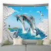 Subsea World Landscape Carpet Wall Hanging Ocean Animal Dolphin Stora mattor för vardagsrum sovrum sovsal dekor filt j220804