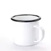 12 oz Sublimation Blancs Émail Tasse Blanc Camping En Plein Air Café Voyage En Acier Inoxydable Tasse avec Silver Rim