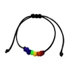 Bracciale in corda per orgoglio gay lesbico LGBT con cinturino accessorio con perline e nodo arcobaleno, regolabile, per uomo e donna, regalo unisex