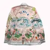 Casablanca style surf club wave gradient flower silk long sleeve shirt men and women same designer shirts