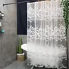 Vit elegant blomma dusch gardin badrum vattentät eva dusch gardin dimma genomskinliga gardiner för badrums dusch w/ krokar 200923