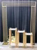 3PCS Wedding Decorations Cake Desert Table Shiny Gold Metal Frame Props Flower Stand Wedding Party Mall Window Welcome Door Wall Backdrop Decorating