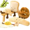 Cute Pretzel Crossant Toast Bread Eating Cuddle Filled Cartoon Boba Tea Baguette Poach Egg Decor Doll For Girl Children Birthday J220704